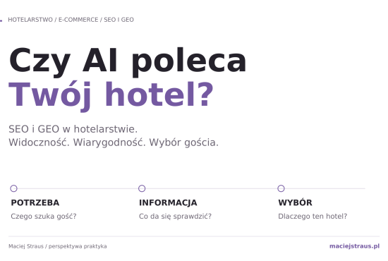 SEO i GEO w hotelarstwie: czy AI poleca hotel odpowiadający na potrzeby gościa?